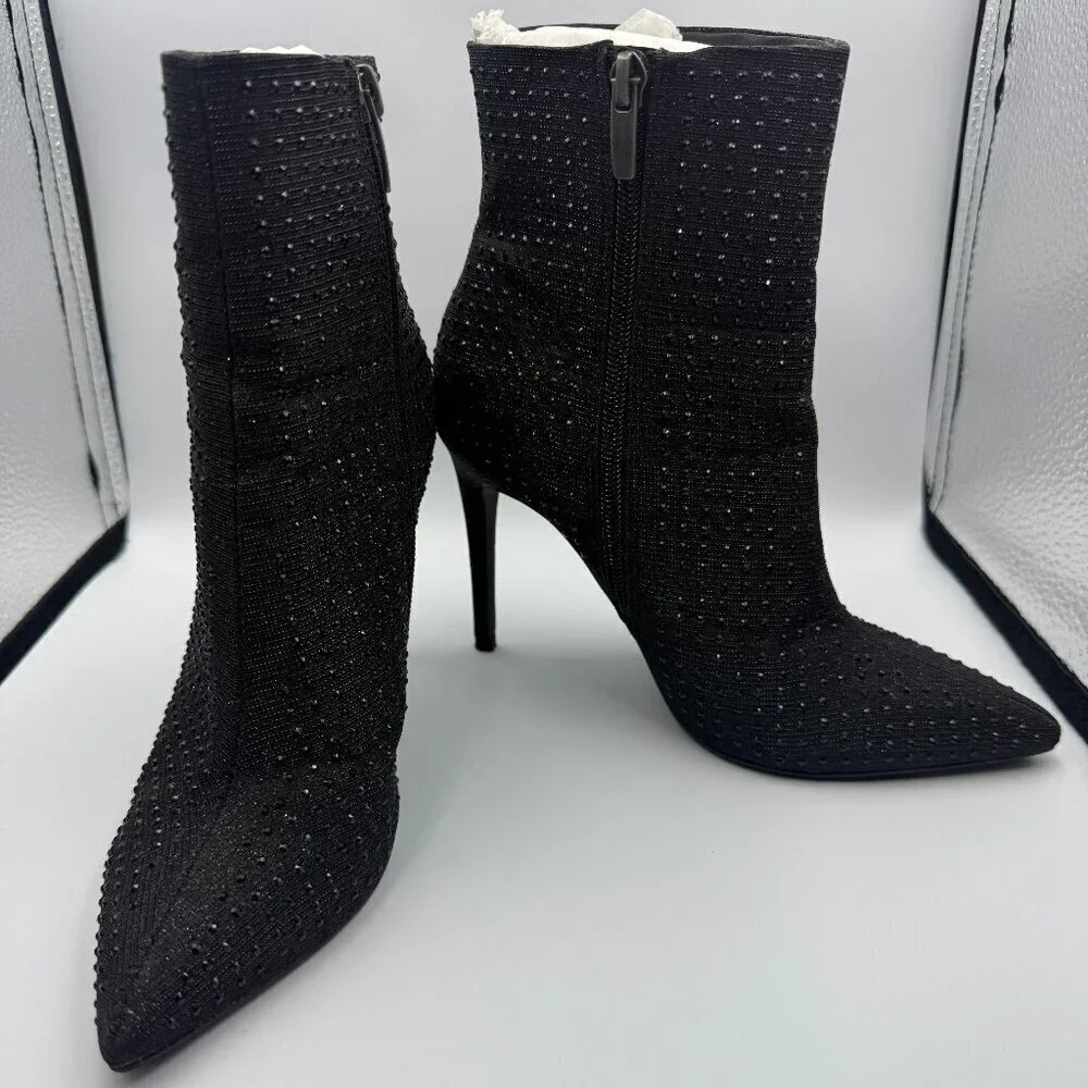 G by Guess GGDELIA Black Studded Stiletto Booties - Size 6M